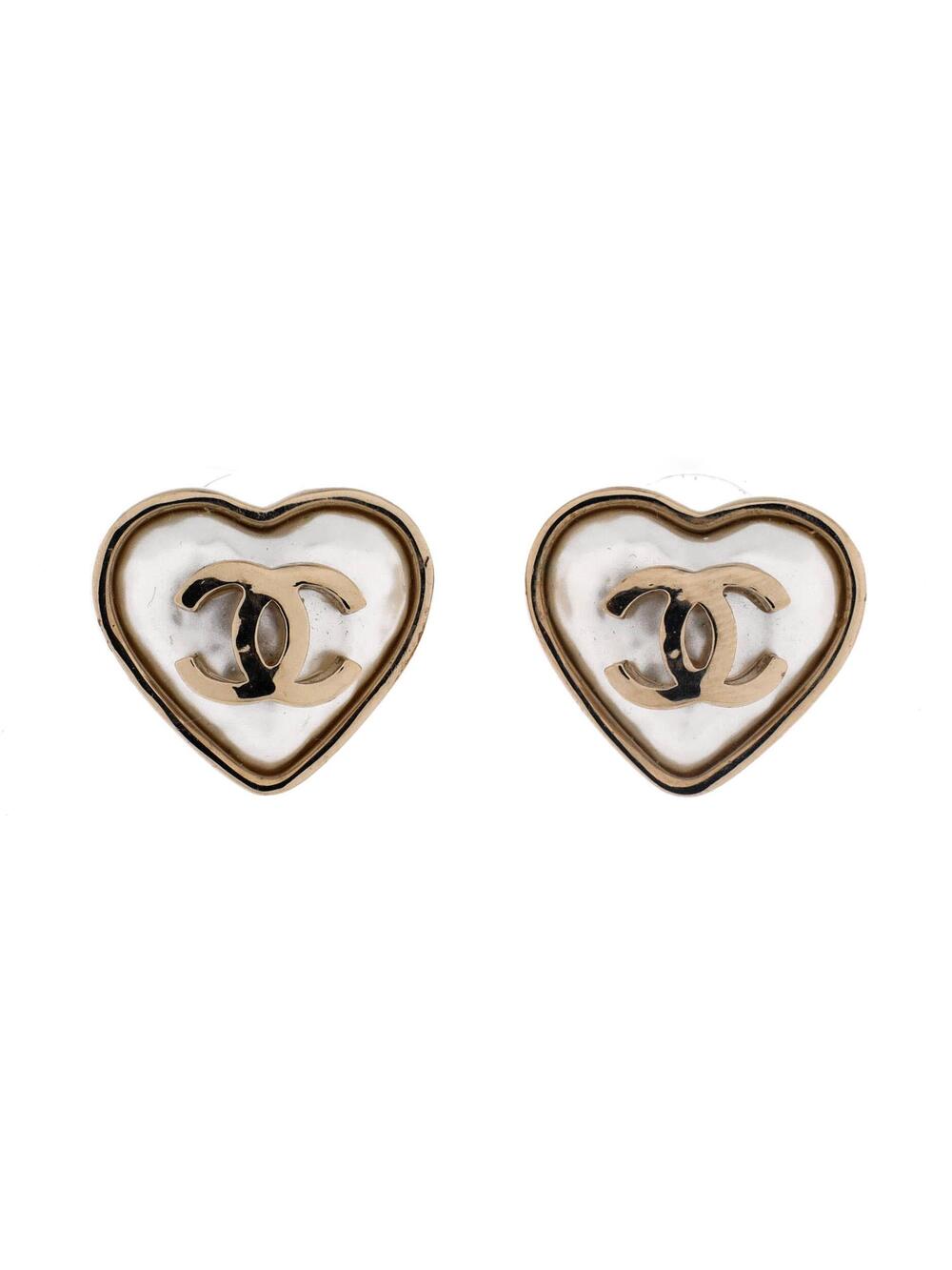 Chanel Cc Heart Stud Earrings Metal And #249907C80B